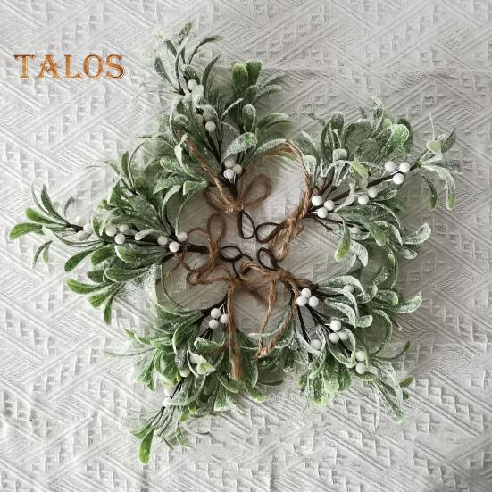 Künstlicher Mistelzweig, Weihnachtsdekoration zum Aufhängen, künstliche Mistelzweige mit Schleife, glitzernden Blättern, künstlicher Mistelzweig für Girlanden, Blumensträuße, Tür