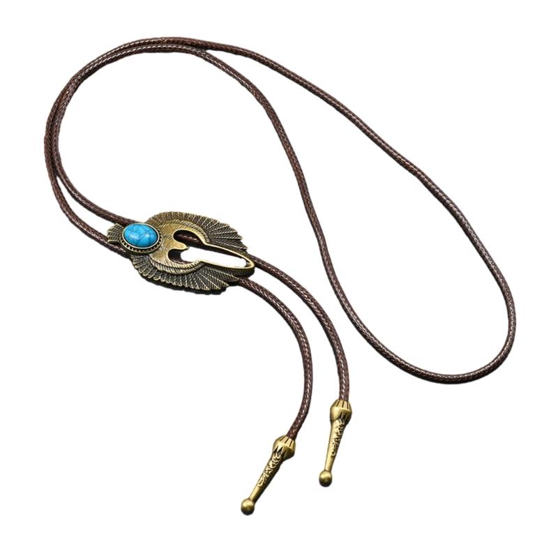 Stylish PU Leather Bolo Tie Necklace With Alloy Accents Stylish Wax Cord Necktie For Men Women Fashion Accessories