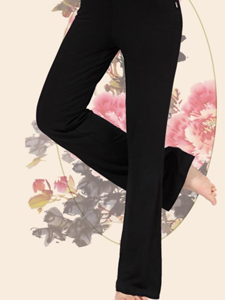 

Женские однотонные широкие брюки с высокой талией и шнурком, длинные брюки для йоги, танцевальных брюк, широкие брюки для йоги, бега, бега, гимнастики XXXL чёрный