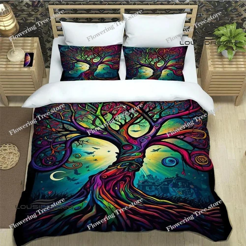 Tree of Life Printed Bedding Sets Exquisite Bed Supplies Set Duvet Cover Bed Comforter Set Bedding Set Luxury Birthday Gift029