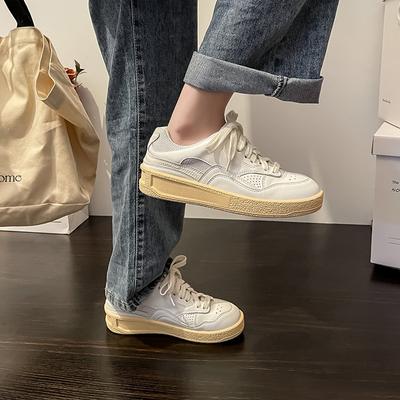 Dikschoenige ademende witte schoenen voor middelbare scholieren, nieuwe veelzijdige sportieve casual schoenen voor dames, boardschoenen voor dames