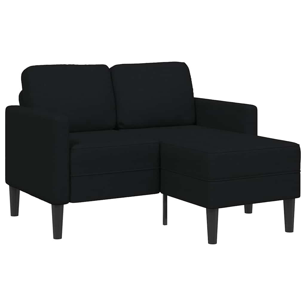 2 Seater Sofa with Chaise Longue L Shaped Black 125 cm Fabric
