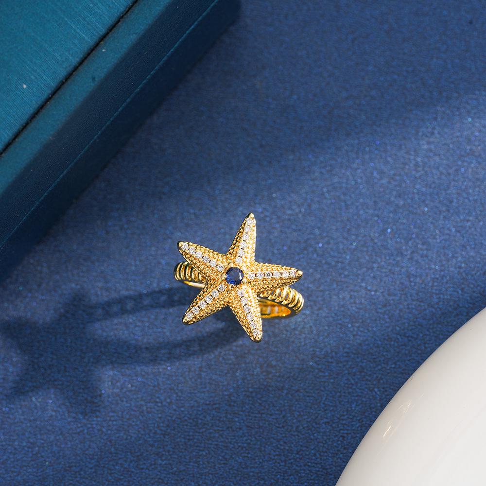 Elegant Starfish Necklace & Versatile Star Earrings & Ring Jewelry Set