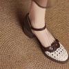 Soft leather not tired feet woven hollow high heel hollow bag head sandals women's summer 2025 new thick heel women's shoes
