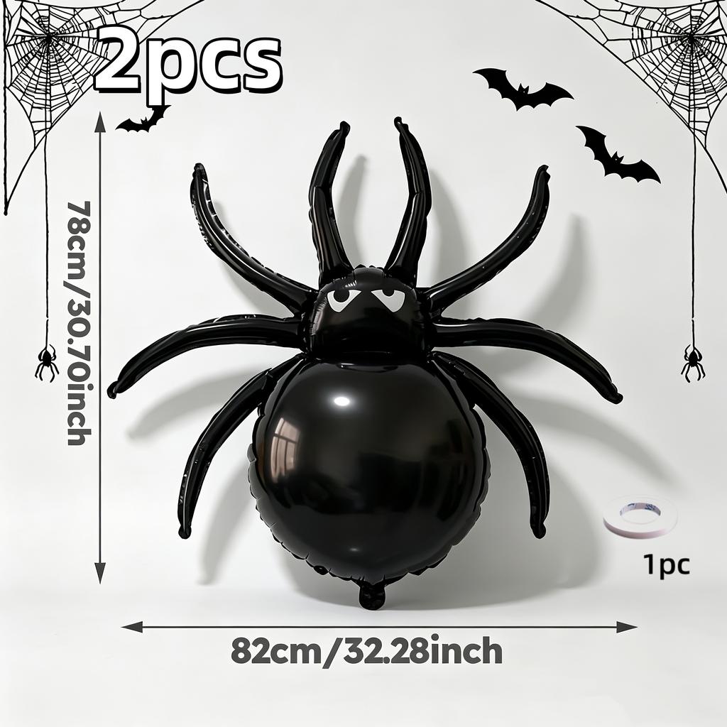 1 Pc Large 3D Spider Balloon with Ribbon Realistic Spider Shape Indoor Outdoor Party Decor for Haunted House Halloween Christmas Easter