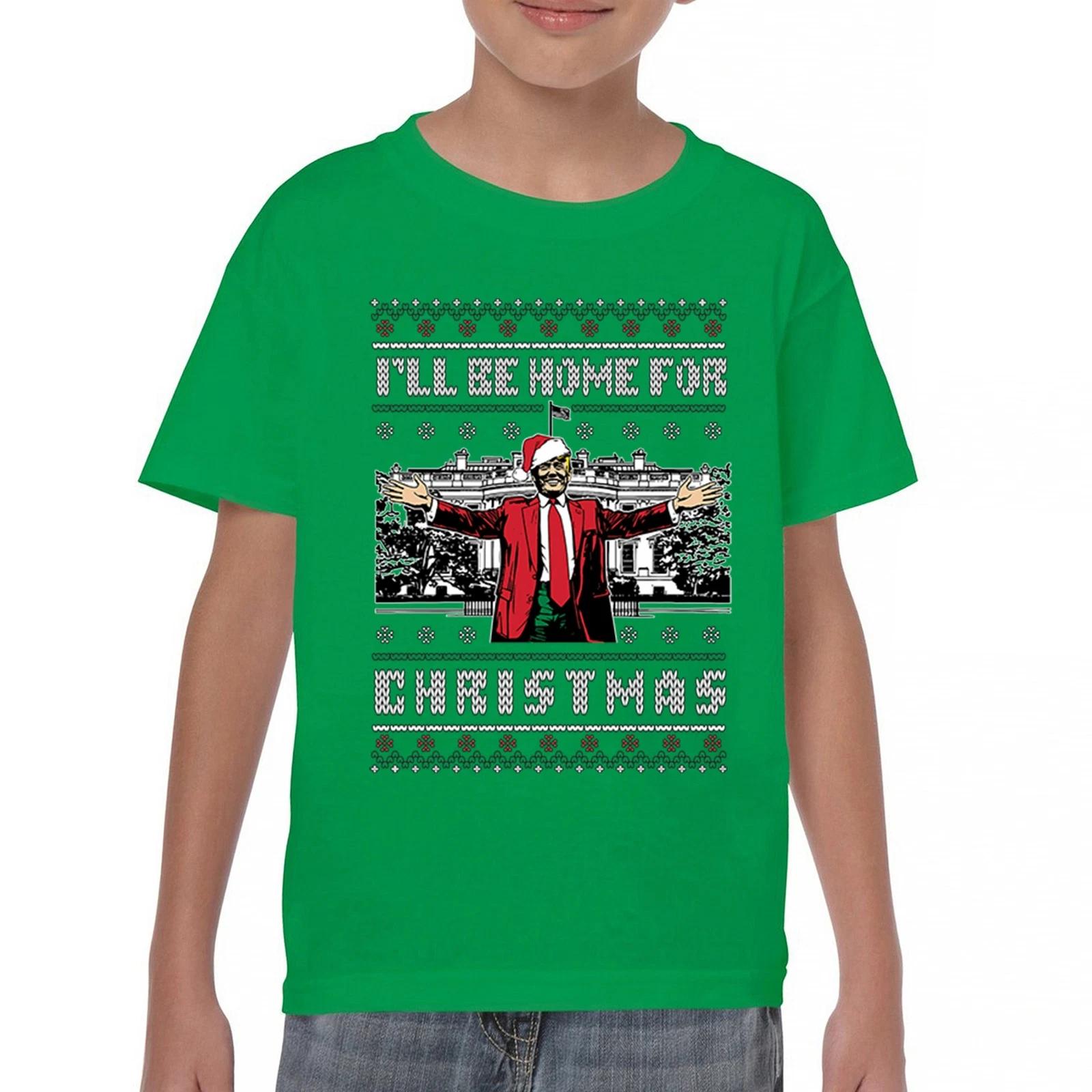 I ll Be Home For Christmas Youth kids boys T-Shirt Trump Ugly Sweater 47 President Kids 140