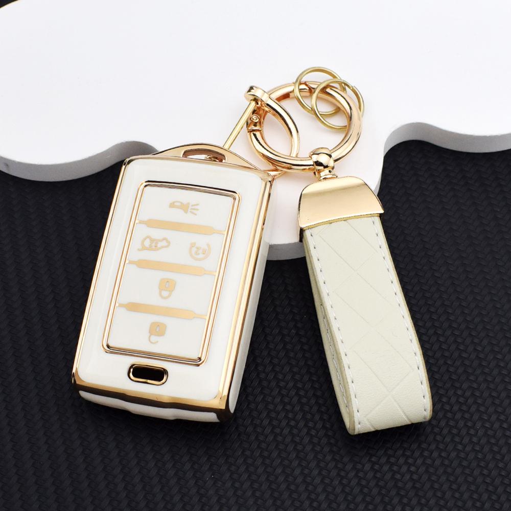 Anti Scratch Remote Key Fob Key Cover for Jeep Grand Cherokee L Grand Wagoneer 2021-2022 TPU 5/6 Buttons Case with Key Chain Set