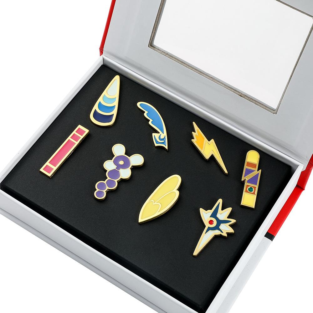 Hot Sale, Pokémon Metal Badge Pokémon Set, Exquisite Box, Gift Pin Brooch
