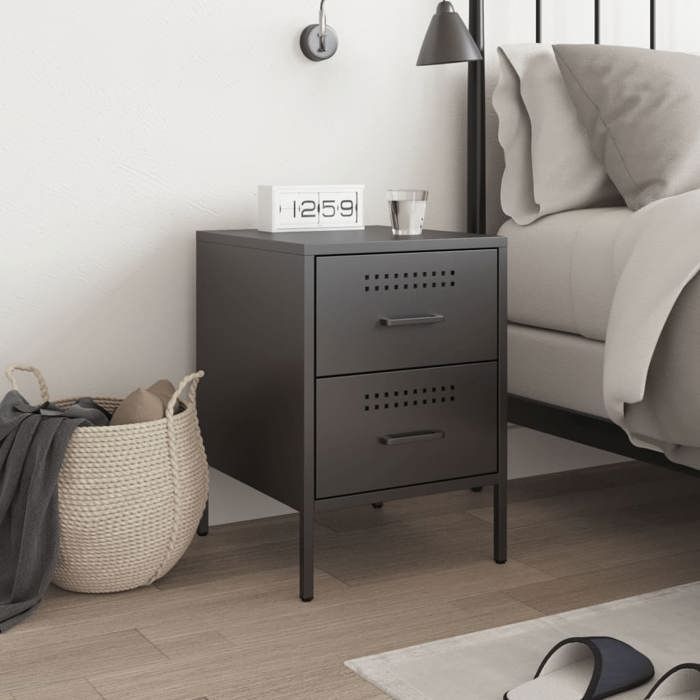 VidaXL Bedside Table Black 36x39x50.5 Cm Steel, Cabinet, Side Cabinet, Phone Stand, Nightstand, Furniture 842922