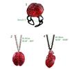 Funny Red Brain Pendant Necklace/Earings/Ring for Halloween Party Unique Heart Neckchain/Ear Drops Stylish Accessory