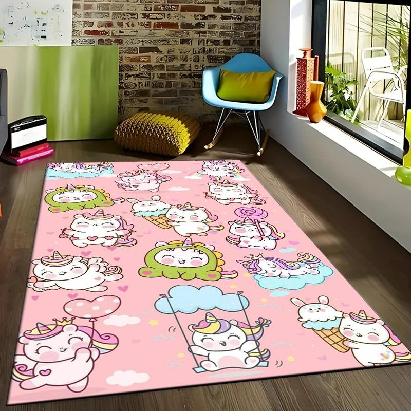 Unicorn Rainbow Carpet Mat Rug Stars Hearts Cartoon Fairy Tale Girls Bedroom Home Decoration Floor Mat Bedroom Decor Home Mat