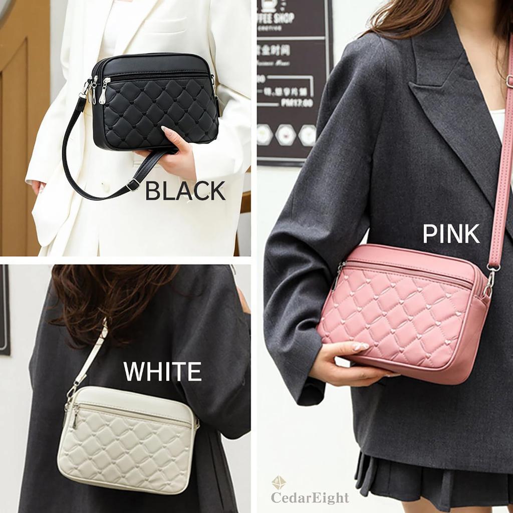 Zeder Achtherz-Print gesteppte Umhängetasche für Damen, stilvoll, süß, cool, beliebt, für Erwachsene, Umhängetasche, Smartphone-Umhängetasche, Beuteltasche,