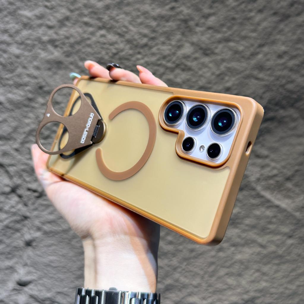 Suitable for Samsung S25 Ultra Magnetic Phone Case S25 Creative Ring 360 Degree Rotating Support S24 Skin Feeling Scrub