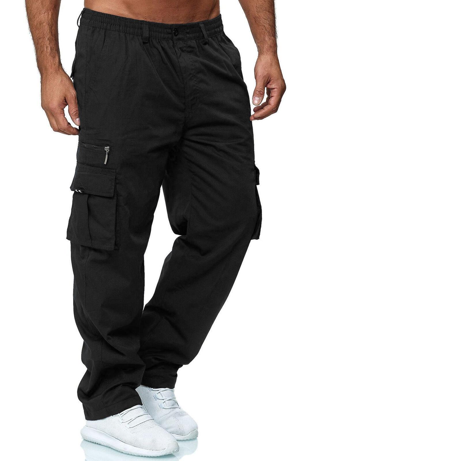 

Мужские брюки Рабочие брюки Повседневные брюки для активного отдыха Беговые инструменты Однотонные спортивные повседневные легкие брюки для пешего туризма с большими карманами S чёрный