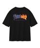 Treasure Zweifarbiges Flammen Kurzarm-T-Shirt Schwarz