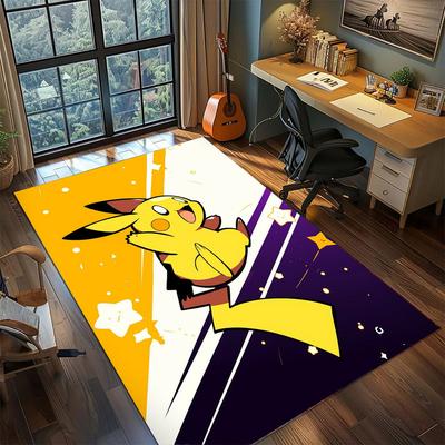 Pikachu Carpet Home Bedroom Gamer Room, Large Area Non Slip Washable Floor Mat Decor Rug.-TING