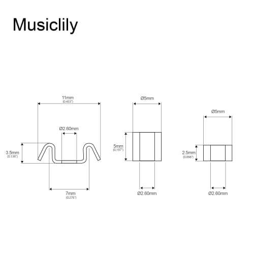 Musiclily Basic Vintage Feather-Shaped String Retainers for Squier Strat and Tele Electric Guitars, Gold (Set of 2)
