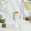 Ornamental Iron Tea Light | Stylish | for Indoors & Outdoors Décor | Cylindrical (White with Gold Texture)