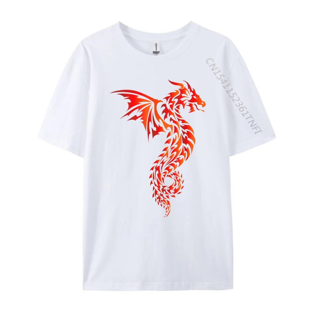 Dragon Tribal Mythical Legendary Creature Folklore Blue And White Graphic T Shirts Men's Clothing Funny