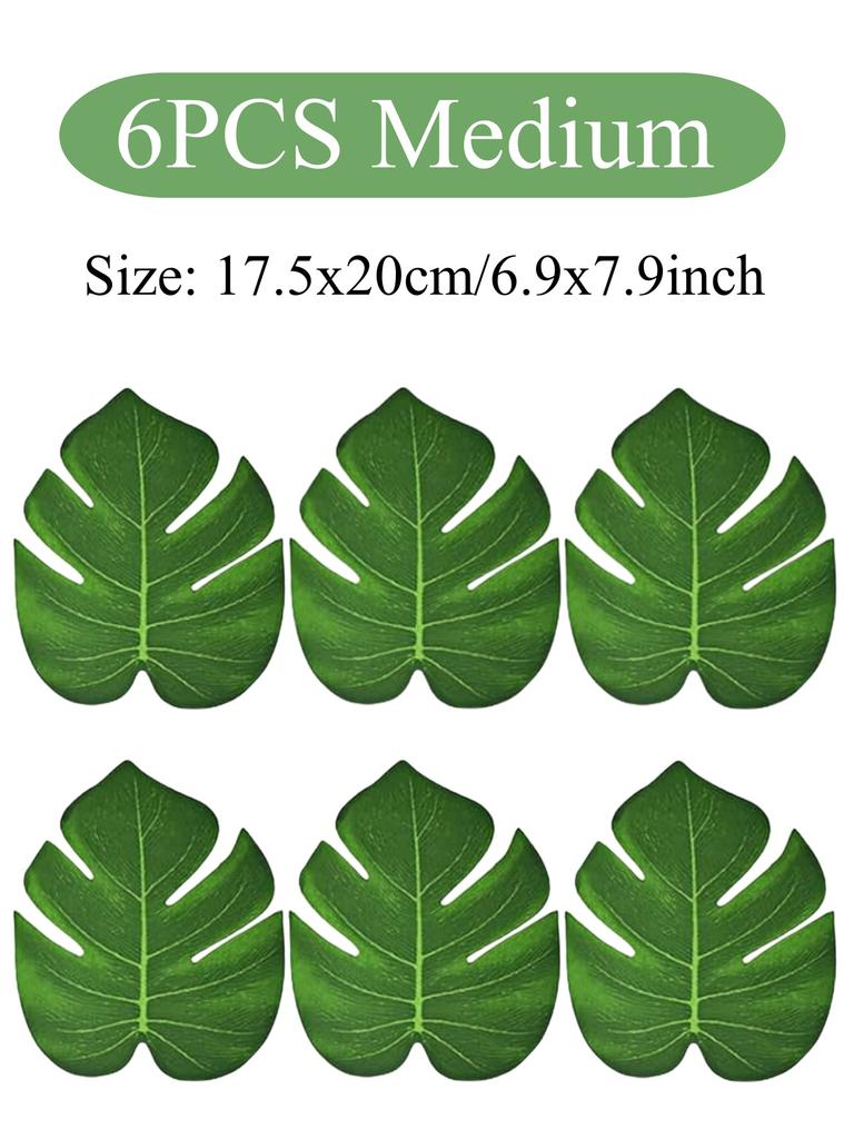 24pcs Artificial Tropical Palm Leaf Jungle Beach Theme Party Flower Accessories Cup Mat Wedding Birthday Party Home Table Decor