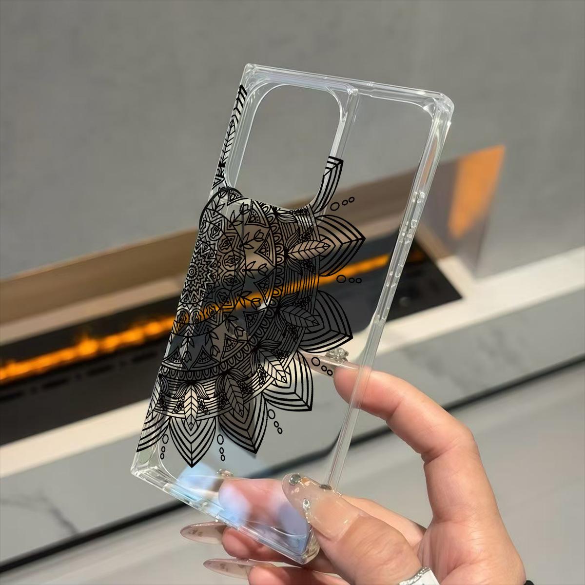 

Clear Square Back Tube Case Protection For iPhone 15 Plus 14 Pro Max 12 16 ProMax 13 11 Anti-Oxygen,Black Mandala Pattern Casing iphone 11 ProMax