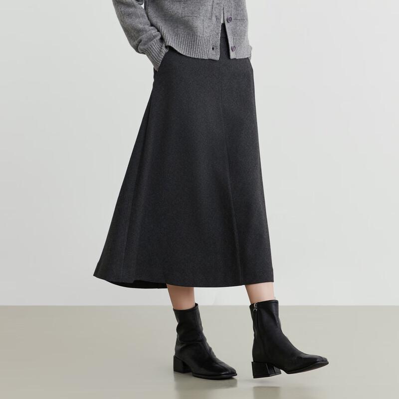 Elva' Island Women's Autumn/Winter Thick Wool-Blend High-Waist Skirt