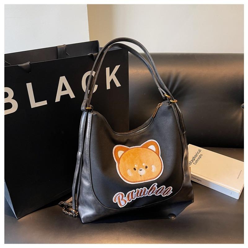 

New fashionable cute bear shoulder bag women s casual tote bag large capacity double shoulder bag чёрный