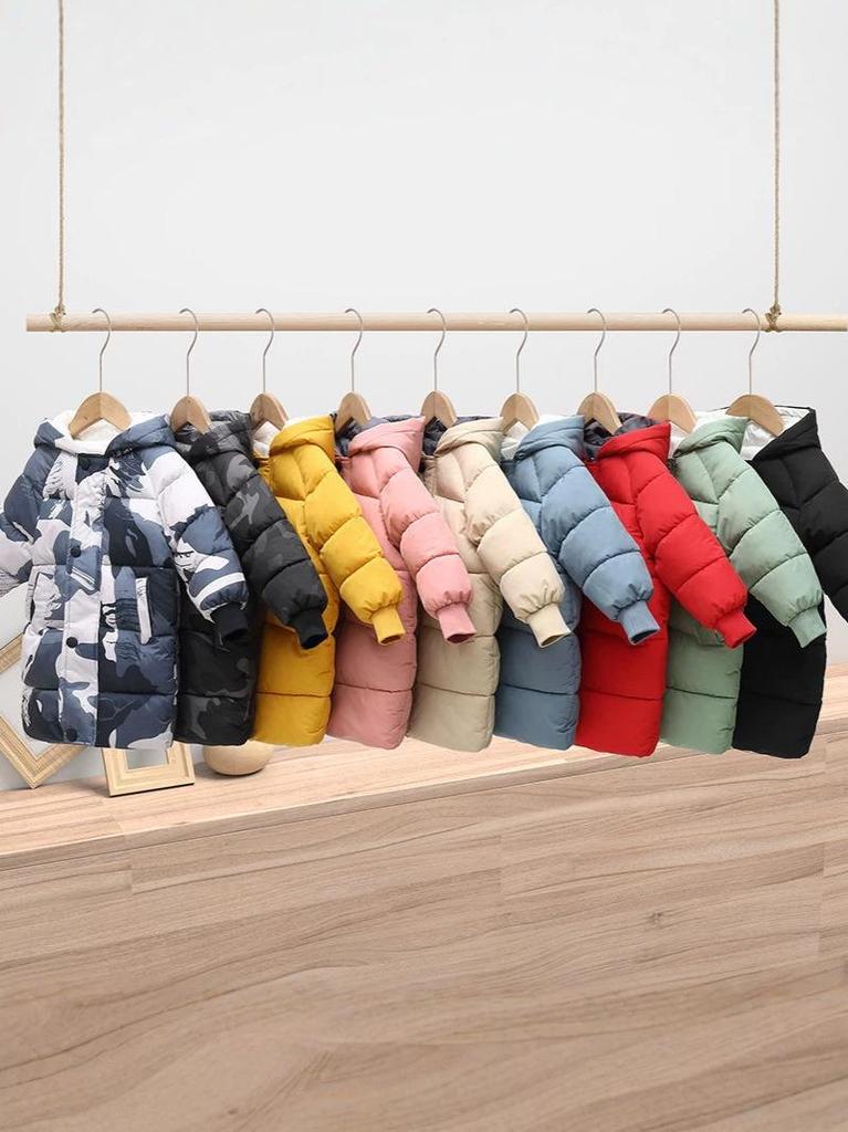 Kids' Winter Thickened Mid-Length Cotton Coat - Boys & Girls Down Jacket for Medium & Large Children