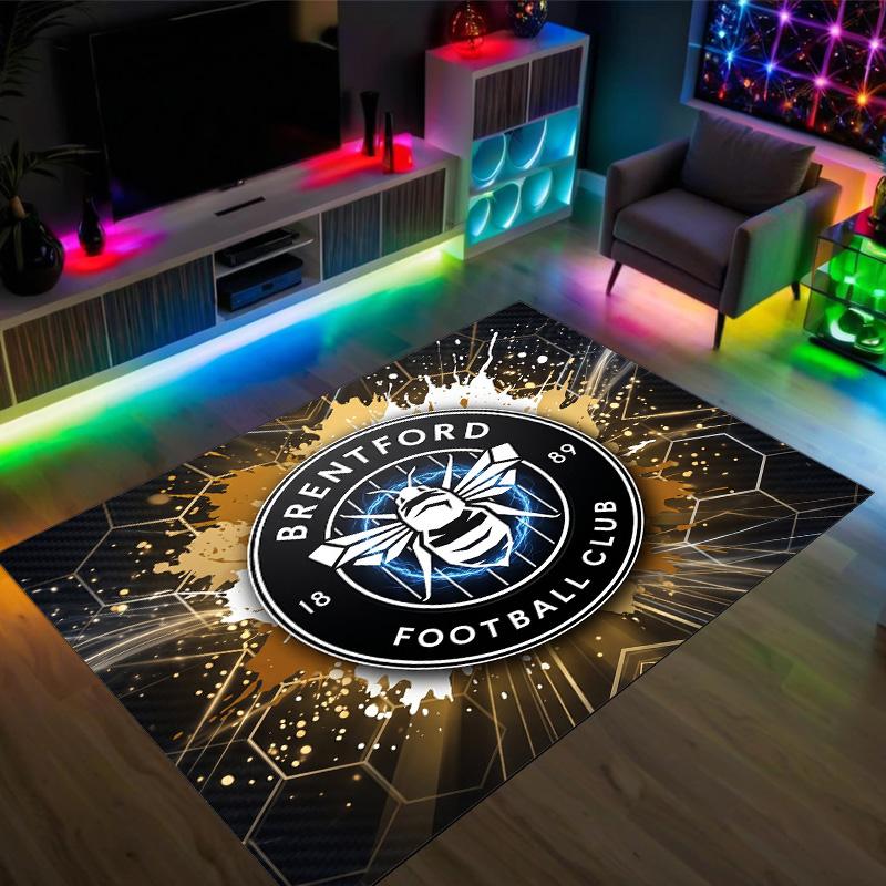 Brentford Football Design Crystal Velvet Carpet Cozy Non?Slip Printed Rug For Bedroom Living Room Entrance
