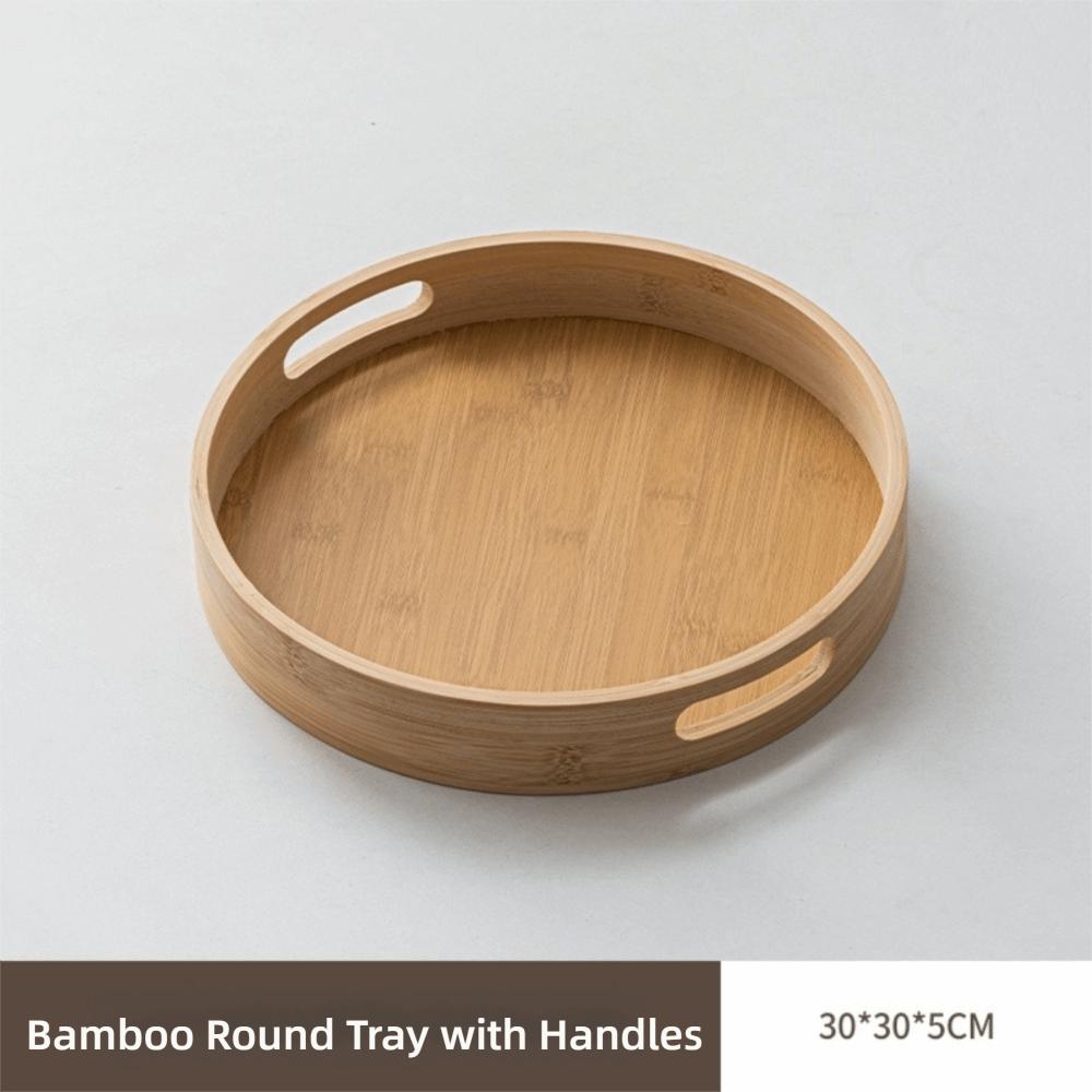 25/30/35/40CM Wood Tray Round Food Bread Pan New Decorative Tray Breakfast Dinner