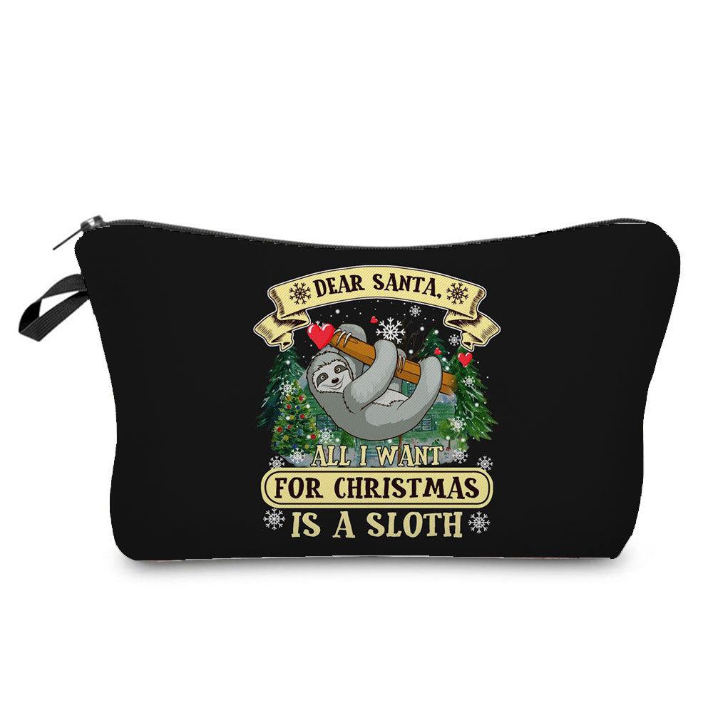 Women Sloth Print Cosmetic Bag Toiletries Organize Travel Storage Case 6403