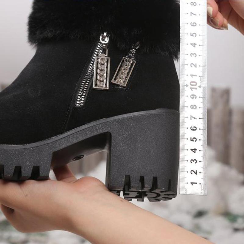 Fluffy Fur High Heel Ankle Boots with Platform Women 2025 Winter Thick Bottom Furry Snow Boots Warm Short Plush Woman's Shoes