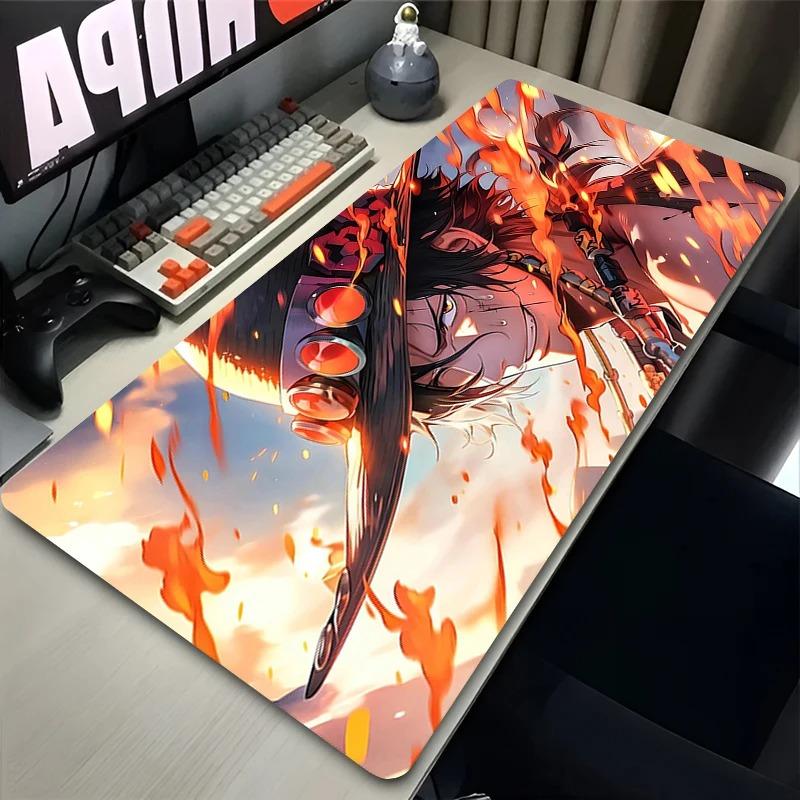 Japan Anime Flame Mouse Pad XXL PC Oone Ppiece Gamer Cabinet Keyboard Rug Laptop Pportgas D Aace Mousepad Desk Mat Boy Gift