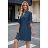 Spring and Summer Solid Color Jacquard V-neck Loose Dress