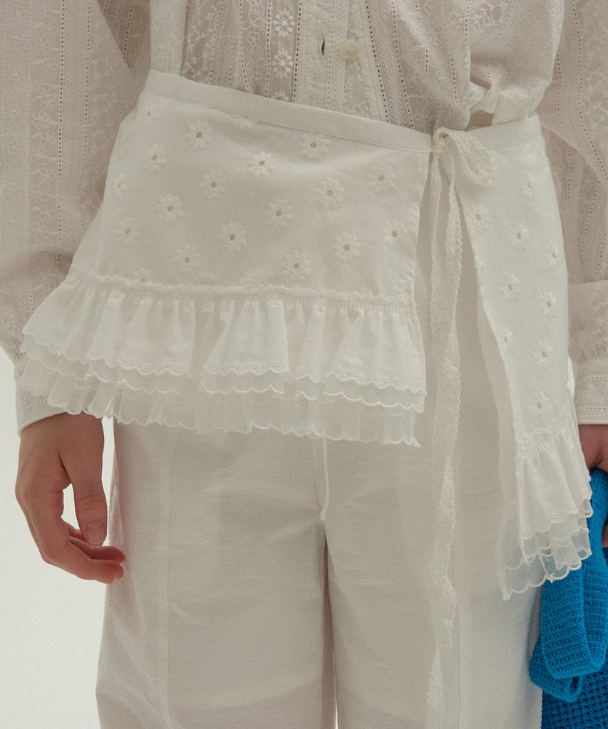 Keulloleu Eyelet Mini Layered Skirt - White
