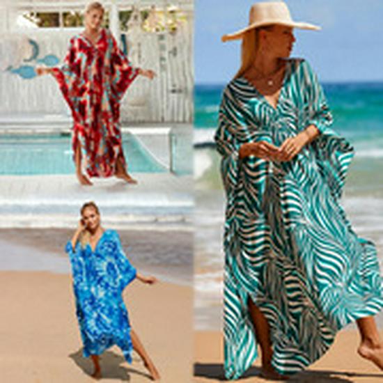 European & American Boho Chiffon Beach Dress: Ethnic Style Long Turkish Robe & Sunscreen Shirt
