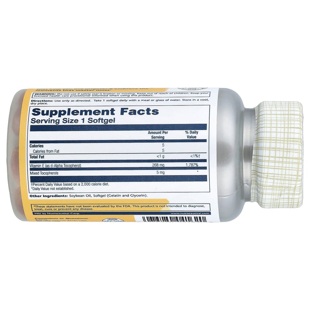 Solaray Vitamin E 268mg Softgels, 50 Count