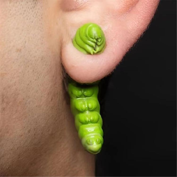 Fashionable Green Caterpillars Earrings Sturdy Resin Materials Fashion Jewelry Accessory for Comfort and Styles