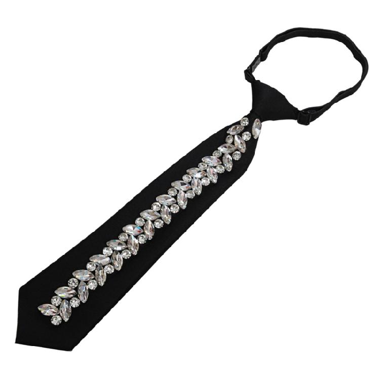 

Luxurious Crystal Decors Neck Tie For Grooms Bridesmaids And Guests Long Necklace Preknotted Tie for Party Gathering 1