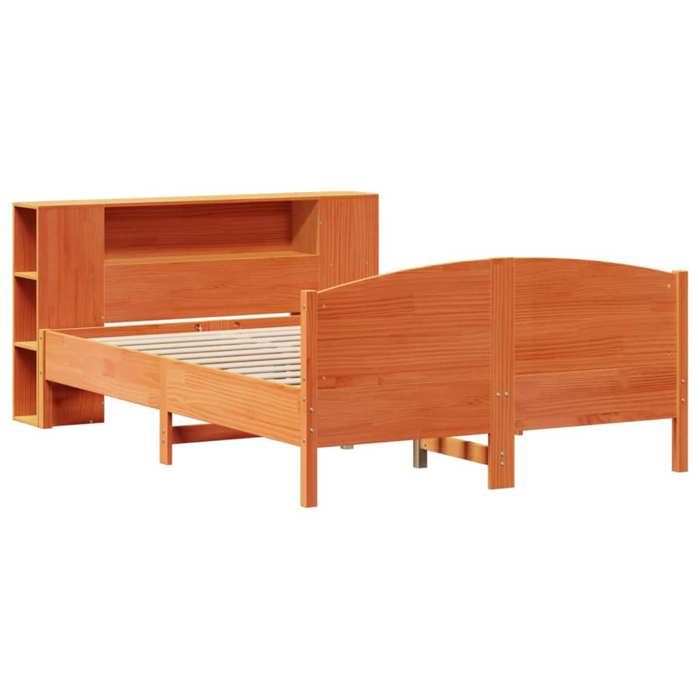 VidaXL Lit bibliothèque sans matelas cire marron 135x190 cm pin massif 3323076