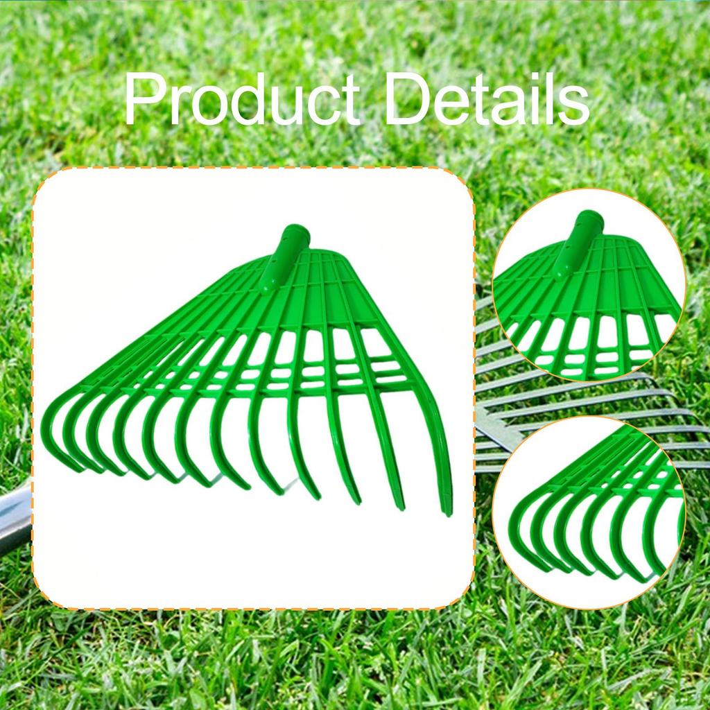 Garden Leaf Rake Head Gardening Removal Tool Heavy Duty Hand Tools Spare Parts with 24 Tines