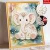 5D DIY Pearl Diamond Painting Kit Cute Baby Elephant Full Drill Embroidery Mosaic Art Home Wall Decor Gift