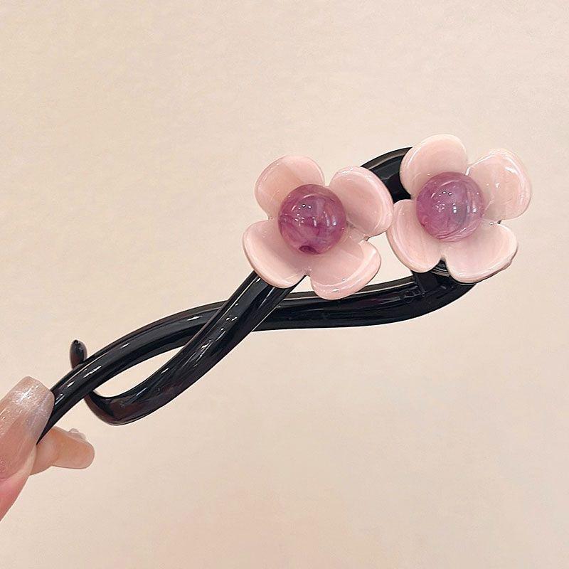 

Retro S Shape Ponytail Twist Hair Clips Flower Multi-Colour Twisted Hollow Out Shark Clips Headdress Hair Accessories рожевий