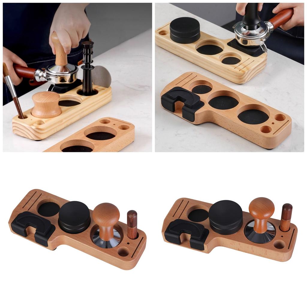 Complete Barista Espresso Tamping Stand Set with Coffee Tamper and Stirrer for Kitchen Counters and Cafes