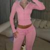 Set con felpa casual color block e pantaloni in maglia da donna Street Style 2025 per Primavera e Autunno