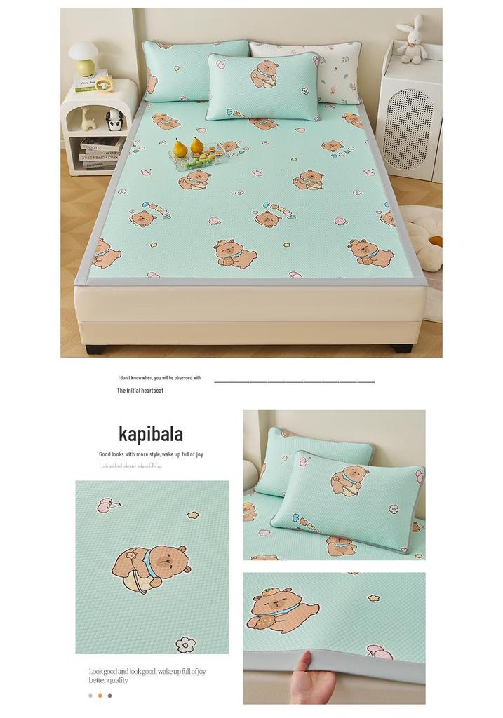 Ice Silk Cool Mat Set - Washable, Soft Three-Piece for Single Dorm Bed, 2026 Design.