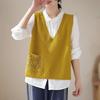 Round Neck Knitted Vest Women Spring Casual Sleeveless Wide Loose Adults