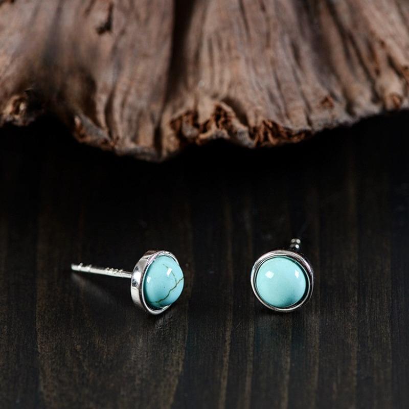 Small Design Earrings, Female Turquoise Ear Hole, Simple, Retro Art Style Earrings Gift