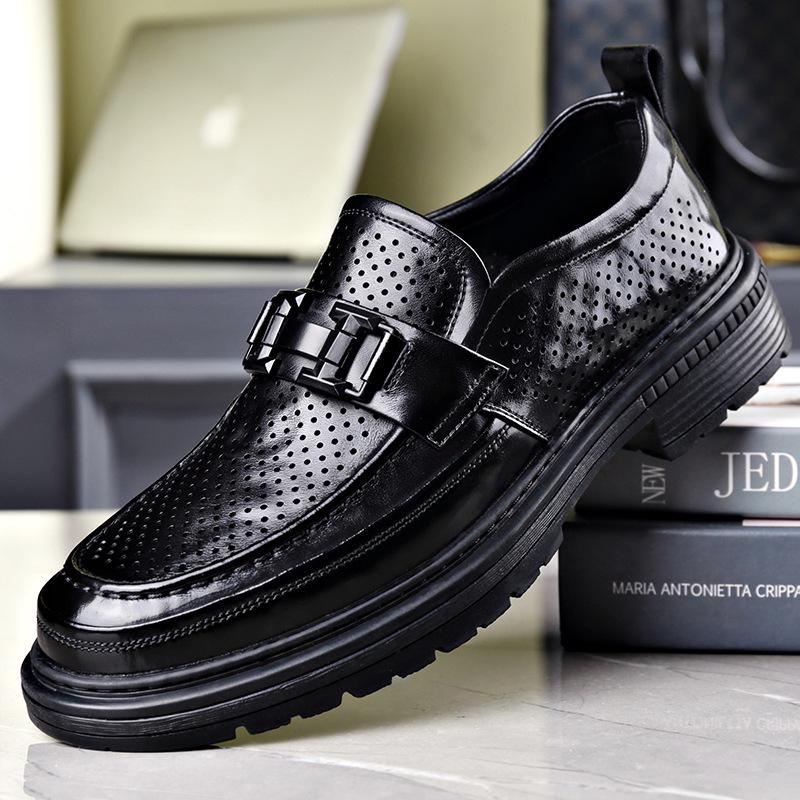 Men's Trendy Breathable Leather Slip-On Shoes: Versatile, Fashionable, and Comfortable for Business or Casual Wear