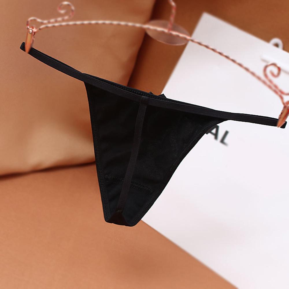Underwear Large Size Low Waist Sexy Pearl Satin Women Thongs Briefs T-Back Panties Bow Lingerie